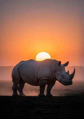 Rhino at Sunset