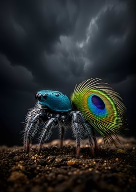 Peacock Spider in Stormy Weather