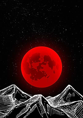 Red Moon Over Mountains