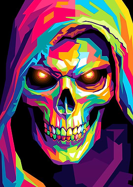 Colorful Grim Reaper Skull Portrait