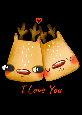 Cute Deer Couple with Heart