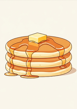 Stack of Pancakes with Butter and Syrup