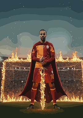 Footballer with Fiery Sword