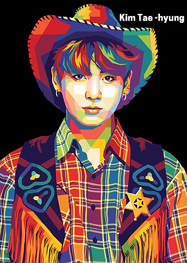 Kim Taehyung WPAP Cowboy Portrait