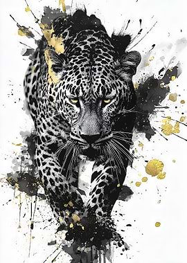 Leopard with Gold Splatter