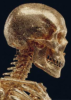 Golden Skeleton Sculpture