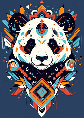 Geometric Panda Portrait