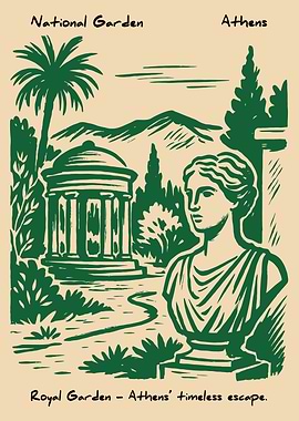 National Garden Athens Vintage Poster