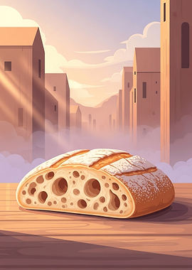 Artistic Sourdough Bread in a Cityscape