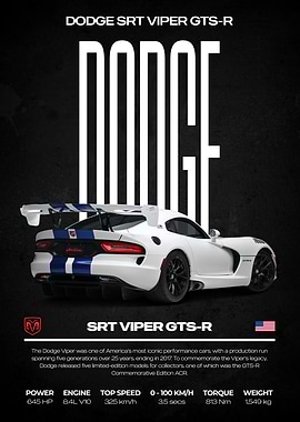 Dodge SRT Viper GTS-R Poster
