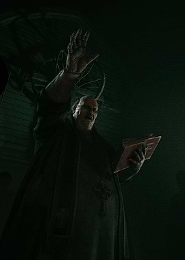 Horror Priest with Book and Raised Hand