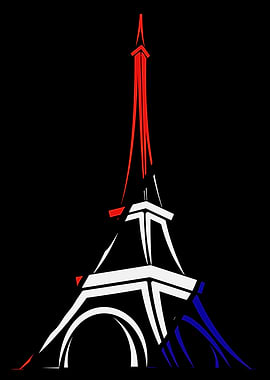 Eiffel Tower with French Flag Colors