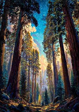 Majestic Sequoia Forest Starry Dream