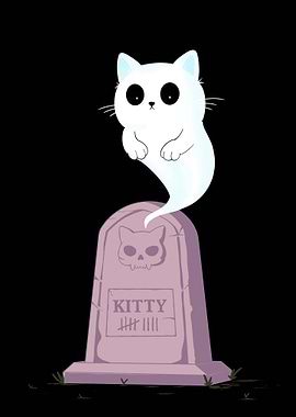 Ghost Cat on Tombstone