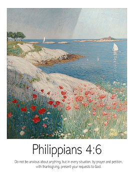 Seascape with Poppies and Bible Verse
