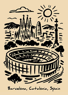 Barcelona Skyline Sketch