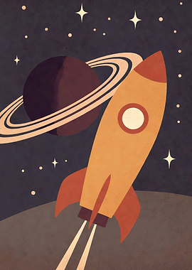 Rocket Launching Past Saturn