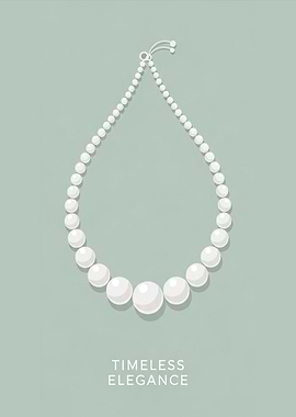 Pearl Necklace with 'Timeless Elegance' Text
