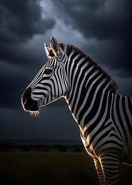 Zebra in Dramatic Lighting