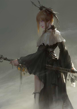 Mysterious Woman with Staff