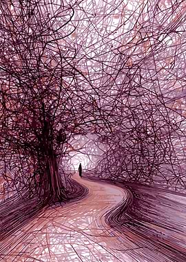 Person walking on a winding path