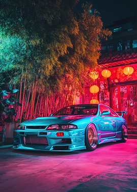Cyberpunk Car in Neon Alley