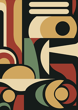 Abstract Geometric Composition with Retro Colors