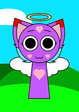 Cute Purple Angel Cat Character