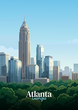 Atlanta Georgia Skyline Illustration