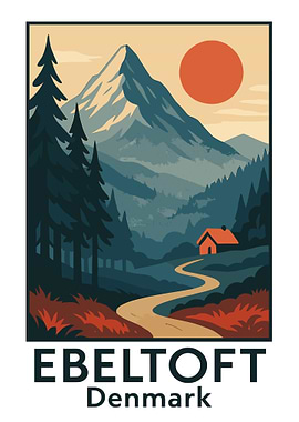 Vintage Travel Ebeltoft Denmark Landscape