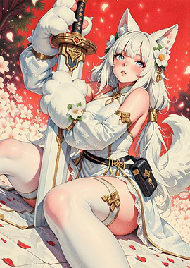 Anime Fox Girl with Sword