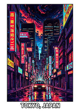 Cyberpunk Tokyo Street Scene