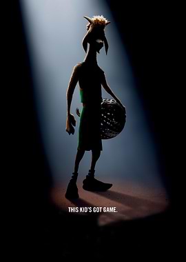 Goat character holding a basketball