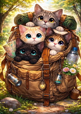 Four Kittens in a Backpack