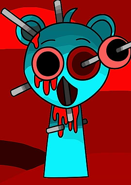 Bloody Cartoon Bear with Spikes