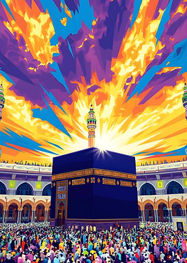 Kaaba in Mecca with Dramatic Sky