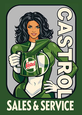 Castrol Girl with Oil Can