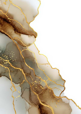 Abstract Gold and Brown Marble