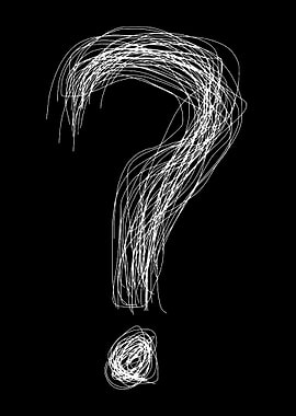 White Question Mark on Black Background