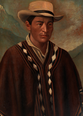 Portrait of a Man in a Poncho and Hat