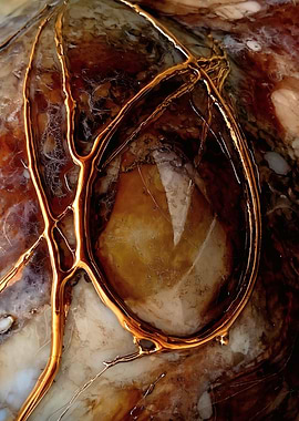 Golden Vein Macro – Organic Marble Abstract – Abstract Porcelain #60