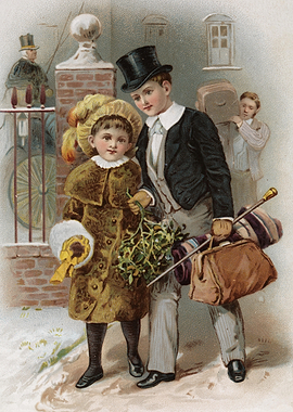 Victorian Children with Mistletoe