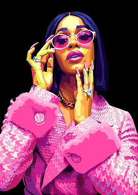 Pop Art Portrait of a Cardi B in Pink