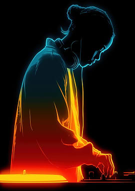 DJ with Neon Glow