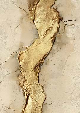 Cracked Wall with Gold Inlay