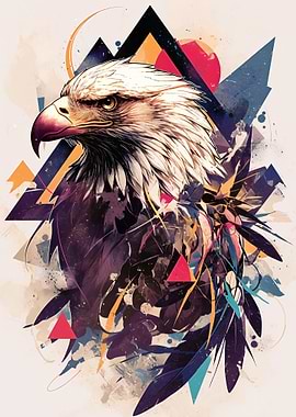 Eagle with Geometric Abstract Background