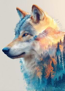 Wolf Double Exposure Landscape