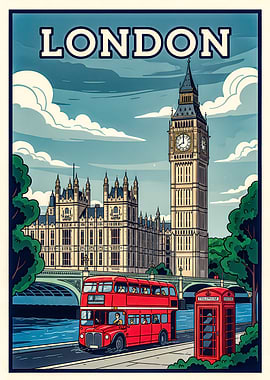 Vintage London Travel Poster
