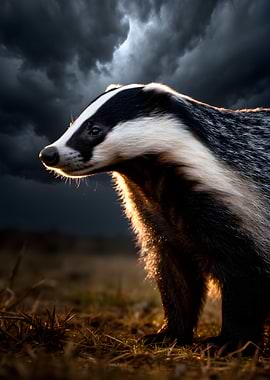 Badger in Dramatic Lighting
