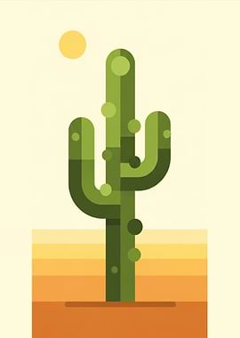 Minimalist Desert Cactus Landscape